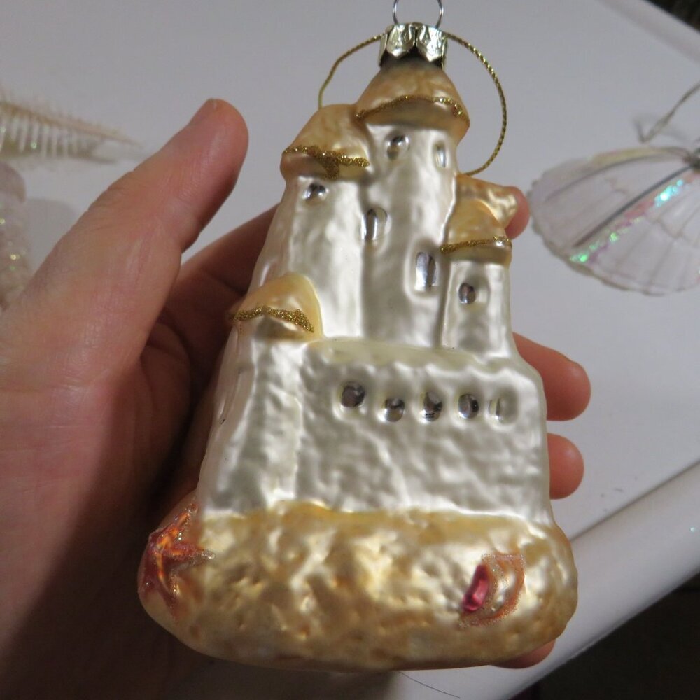 Sea Shell Blown Glass & Glittered with other Nautical Ornaments - Picture 3 of 15